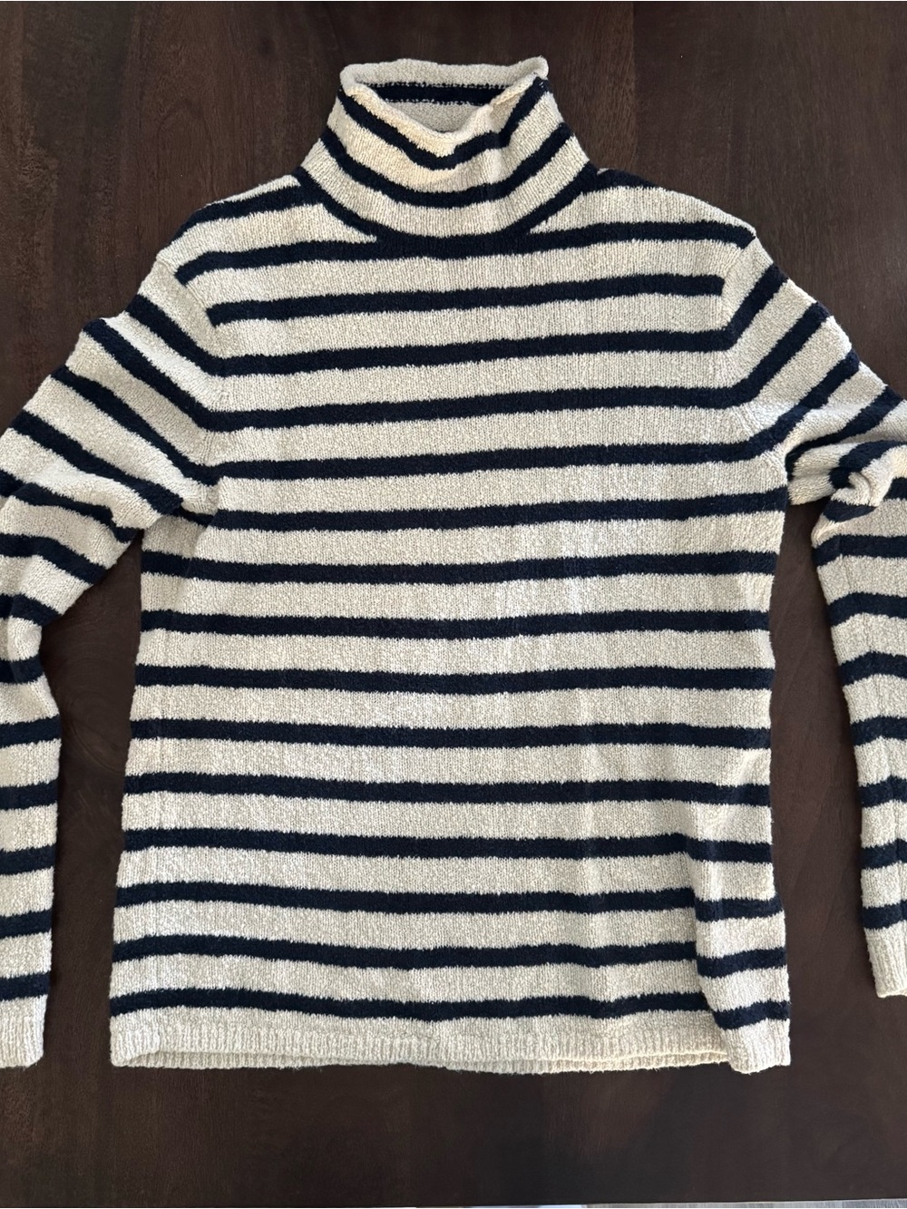J. Crew Cream and Navy Striped Turtleneck Sweater